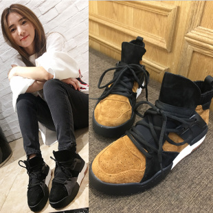 丑萌鞋女街舞嘻哈女鞋2017秋季新款休闲运动平底高帮鞋韩版百搭潮