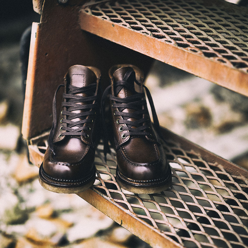 jiet罗世杰 stich down工艺牛皮帆布拼接复古工装靴马丁靴,西部鞋神