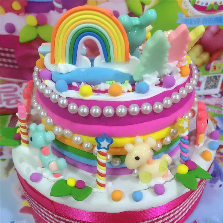 启贝工坊儿童diy手工制作蛋糕超轻粘土彩泥仿真奶油双层奶油蛋糕