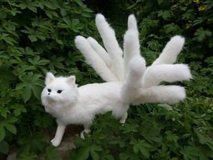 仿真狐狸 鸣狐 写真狐狸狐仙狐妖白色长毛九尾妖狐尾巴