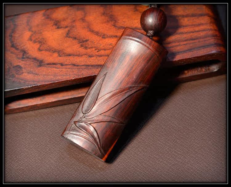 印度小叶紫檀木雕刻 竹子竹节小牌子吊坠 无事牌 文玩小把件