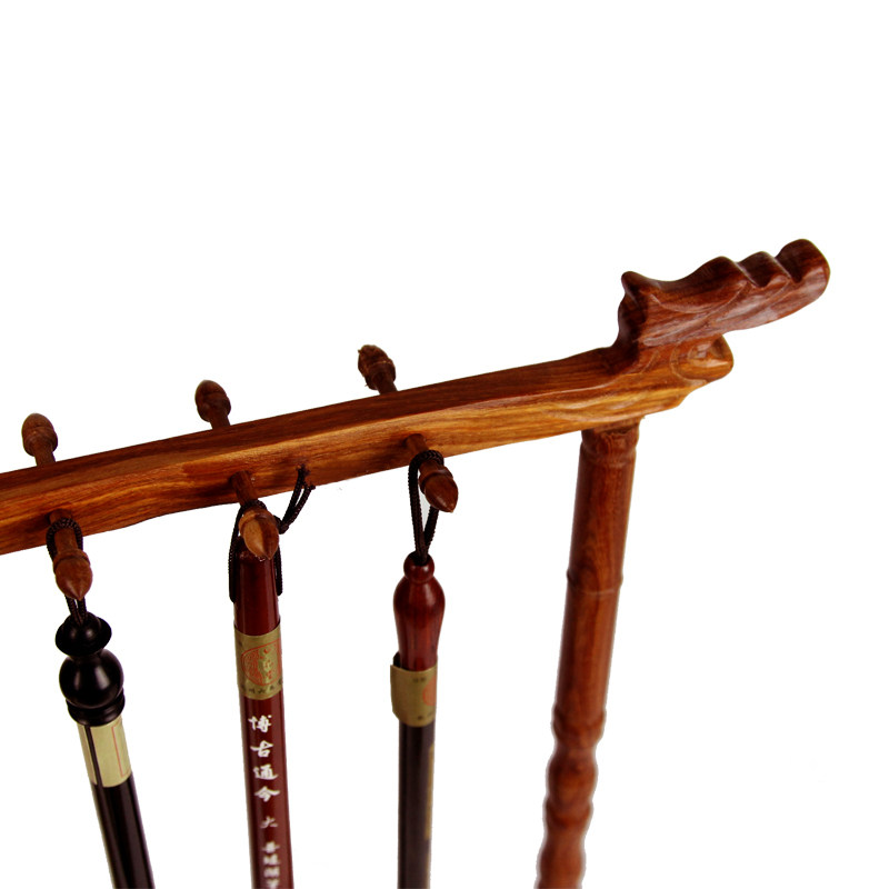 六品堂文房四宝 笔架 毛笔书法用品 笔搁 毛笔架-五指山红木山叉