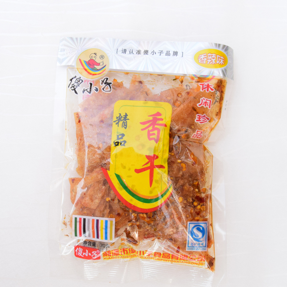 湖南特产傻小子香干麻辣豆皮70g精品香干五香卤汁豆干香辣零食