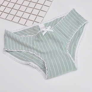 三角裤 纯棉档低腰三角裤学生裤头 舒适条纹少女内裤日系可爱蝴蝶结