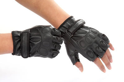 战术半指手套男 机车骑行越野摩托车特种兵冬格斗打架健身皮手套