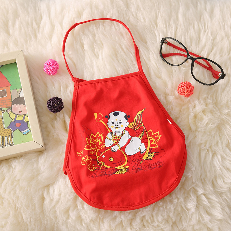 新年福娃红肚兜婴儿兜兜护肚纯棉儿童0-1-3岁2宝宝春秋小孩衣服