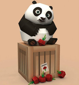 diy手工益智剪纸折纸儿童玩具动画公仔功夫熊猫 3d立体拼装纸模型