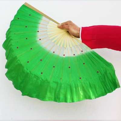 包邮舞蹈扇子双面双扇标准渐变秧歌扇广场舞跳舞扇加厚仿真丝批发