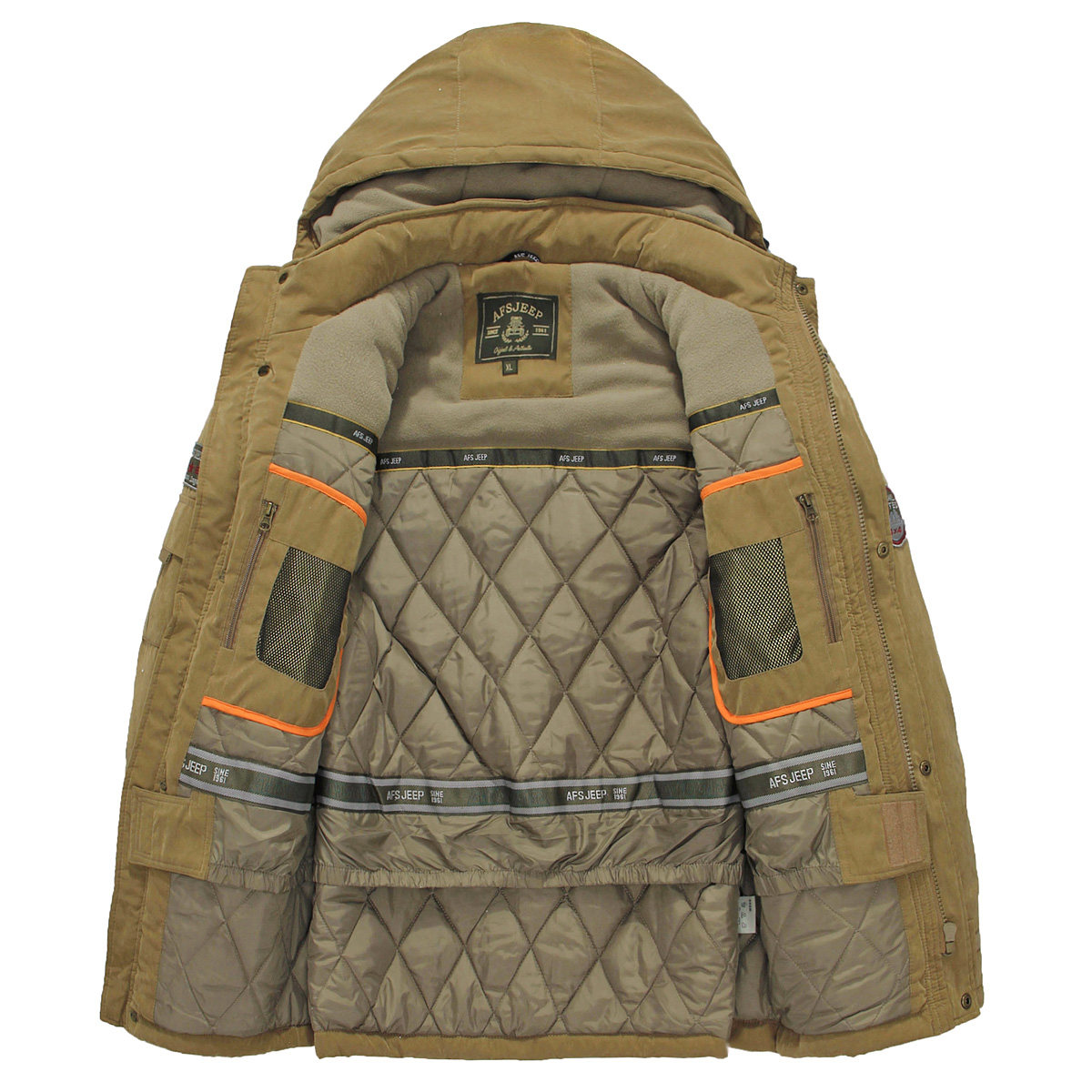 afs jeep棉衣男款冬装休闲棉服中长款战地吉普加厚保暖棉袄男外套