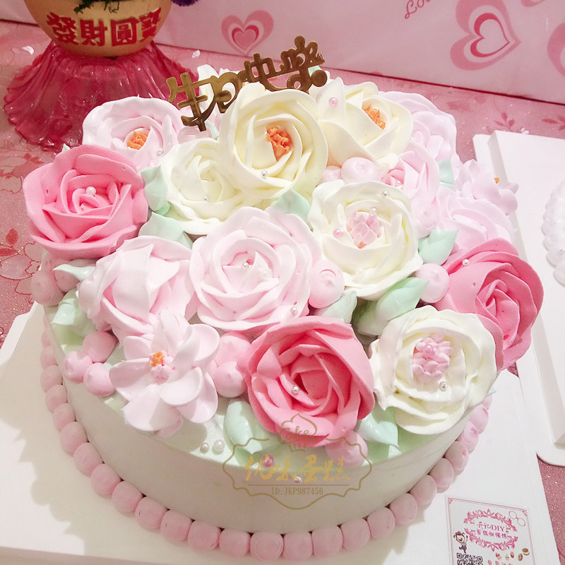 北京深圳广州上海韩式裱花创意定制玫瑰花生日蛋糕店全国同城配送
