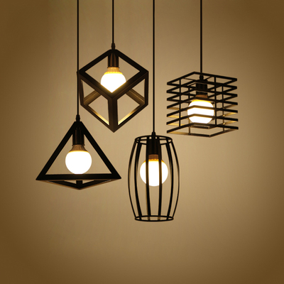 好看的创意铁架铁艺吊灯大气简约现代多类餐厅咖啡厅吧台黑白色系