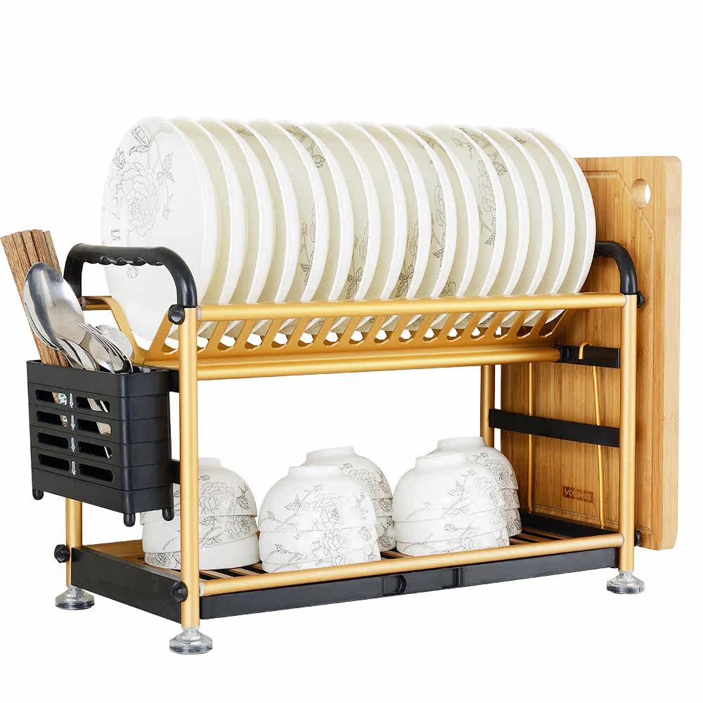 loke 碗架沥水架厨房双层碗碟架盘子架碗筷盘子架沥晾置滤洗架子