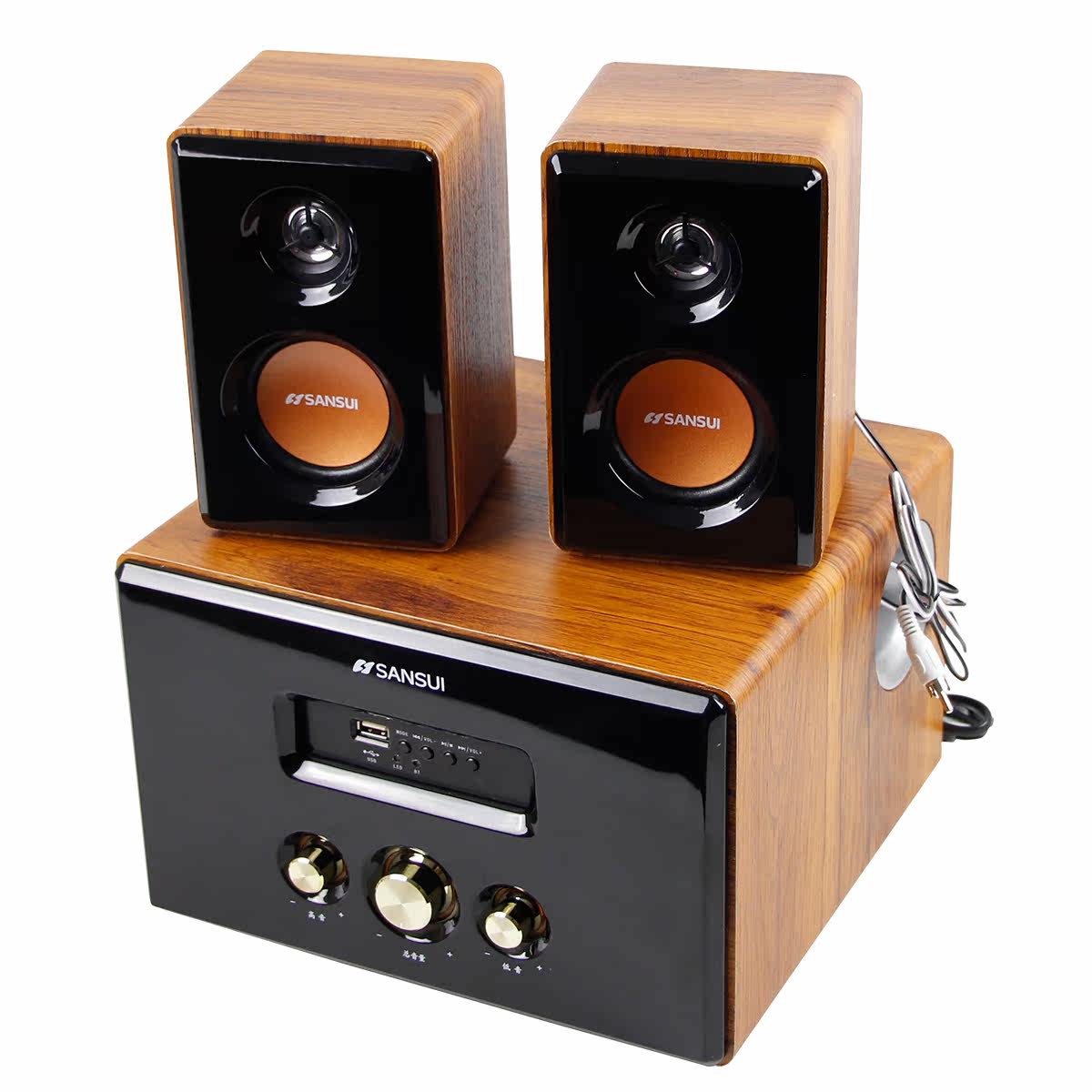 sansui/山水 gs-6000(62d)木质蓝牙电脑电视台式音响低音炮音箱