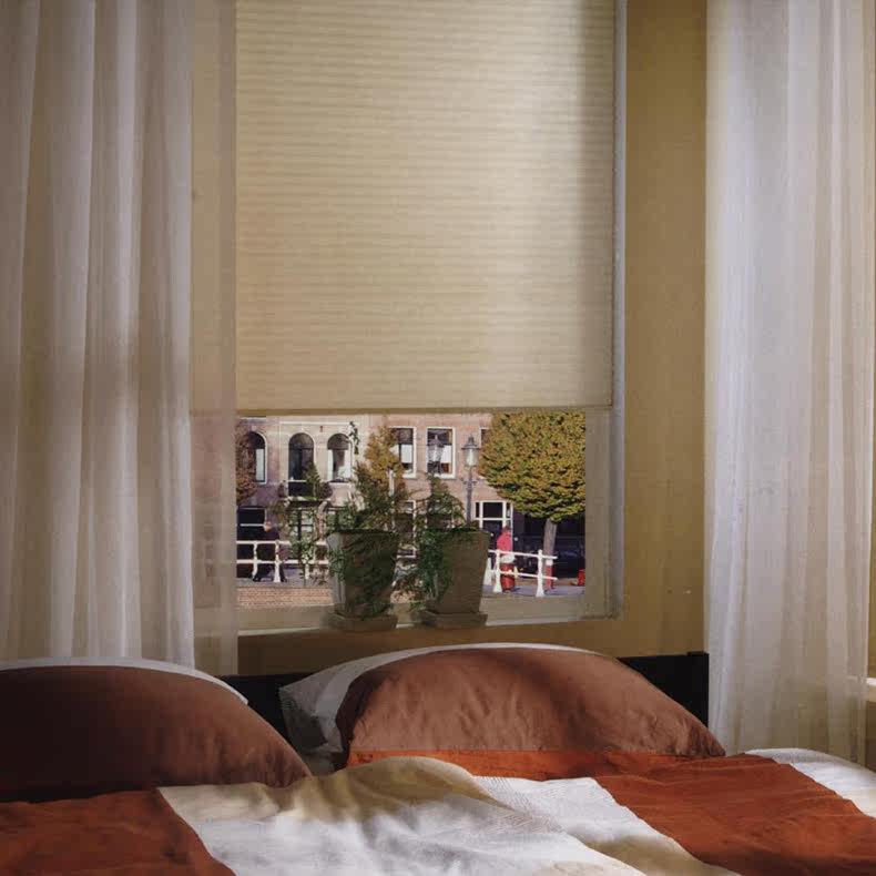 亨特 乐思富 质感防水风琴帘帘卧室客厅厨房百叶窗帘卷帘蜂巢窗帘