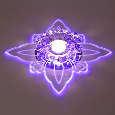 新款七彩led过道灯水晶走廊灯正方形门厅灯玄关灯射灯小吸顶灯具