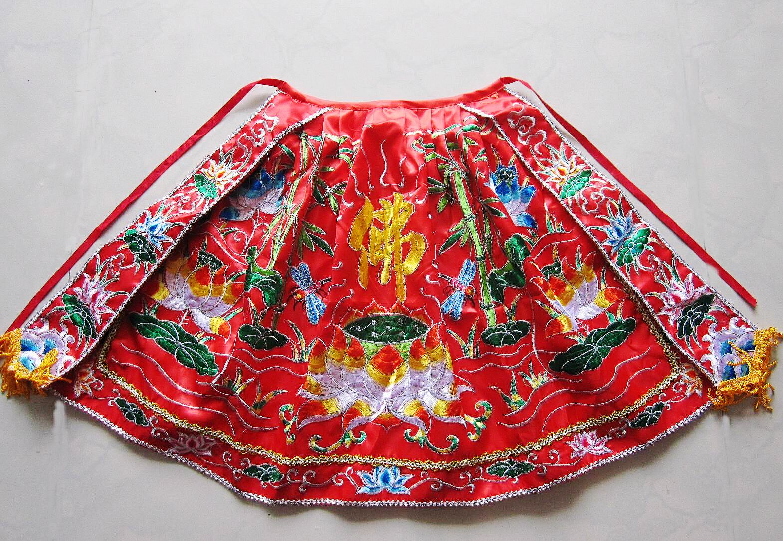 观音菩萨 手工刺绣娘娘白色披风神明衣潮绣莲花披肩礼服桌围直销