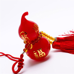 挂饰 红色葫芦车内创意高档香水挂饰可加香水 春节礼品汽车水晶挂件