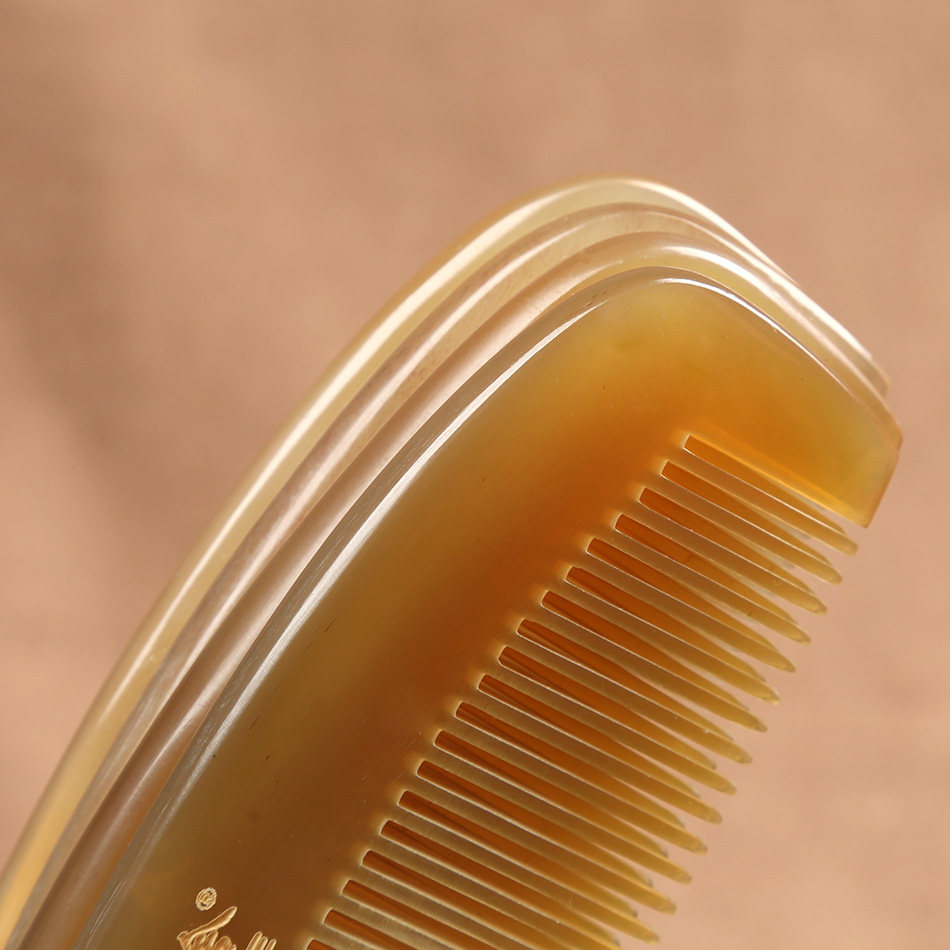 逸舍天然羊角梳子大号加厚正品防静电脱发按摩梳便携白水牛角梳纯