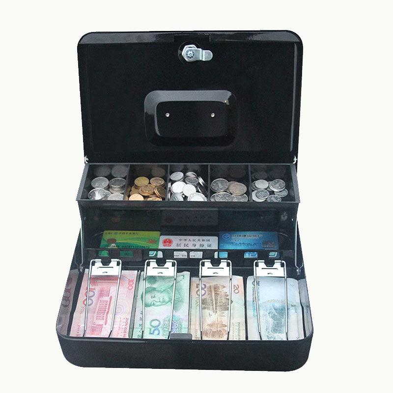 手提金属小钱箱带锁收银箱钱盒子密码锁多功能简易纸币硬币收纳盒