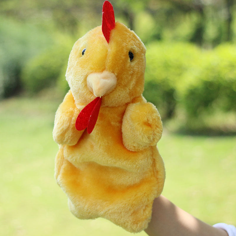 新款促销情侣手偶玩具小鸡儿童卡通毛绒动物手指玩偶大公鸡和母鸡