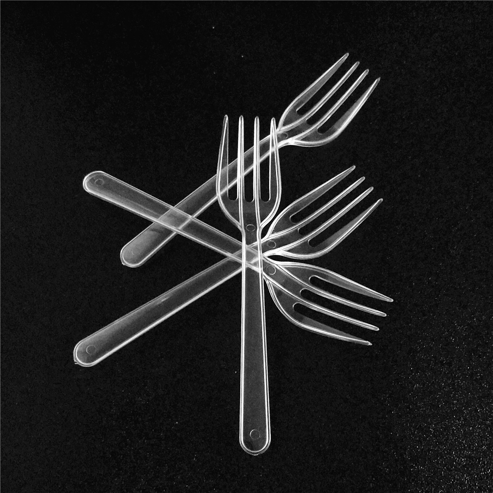 一次性独立包装叉子水果签透明加厚蛋糕叉甜品小叉朔料叉100只