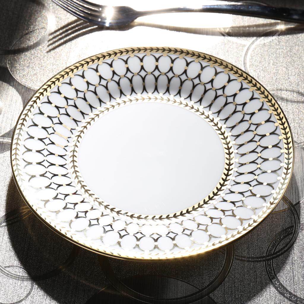 镶金陶瓷西餐盘子7寸 餐盘家用平盘餐厅菜盘点心盘高档欧式酒店