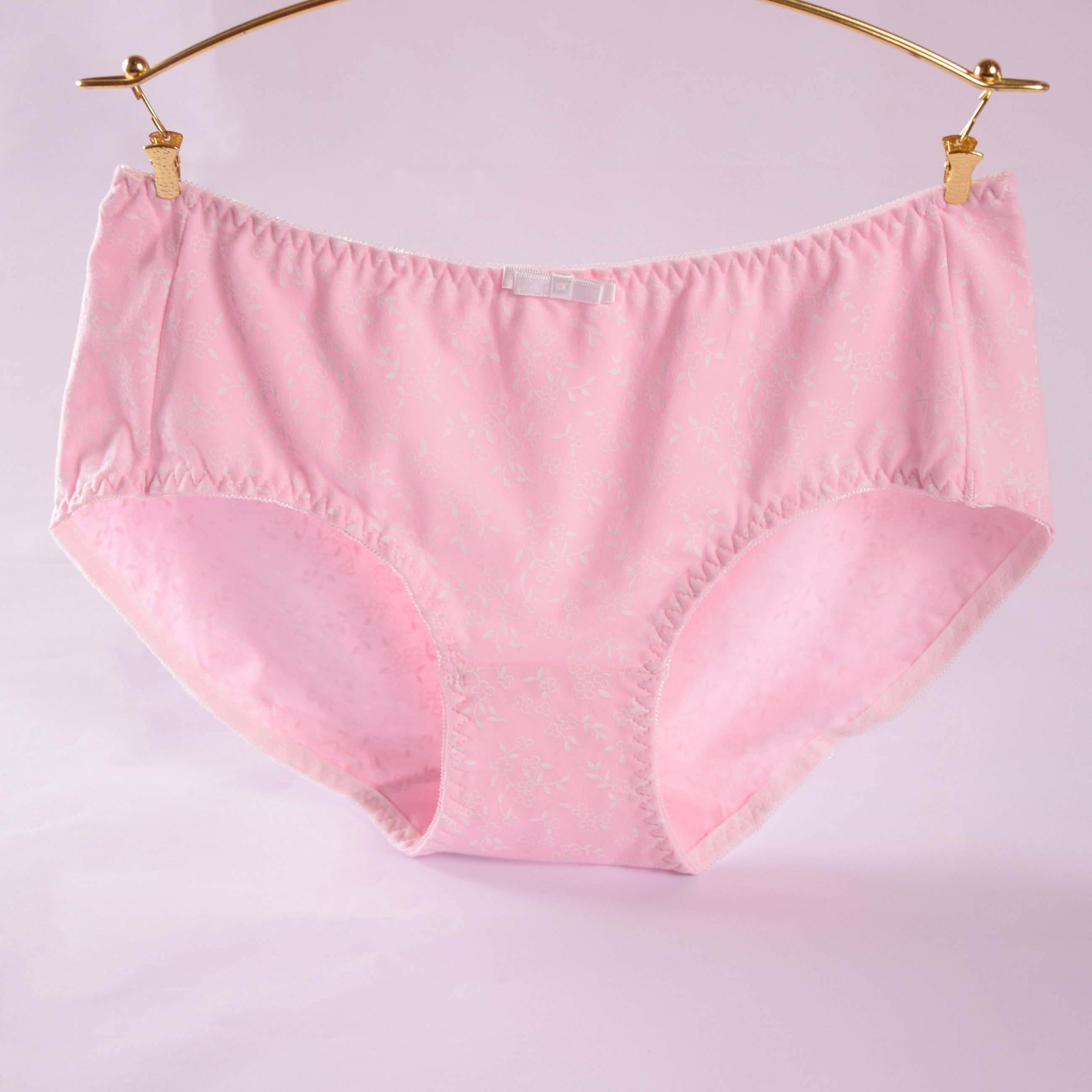 纯棉内裤女中腰小平角弹力棉氨吸汗透气收腹提臀碎花蝴蝶结春4013