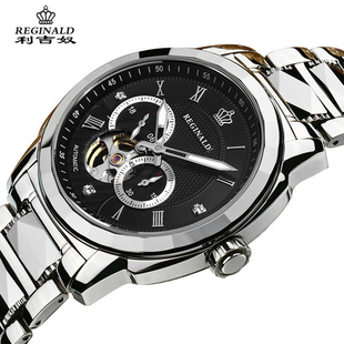 利吉奴皇冠男表镂空陀飞轮设计机械手表钨钢表防水商务休闲腕表