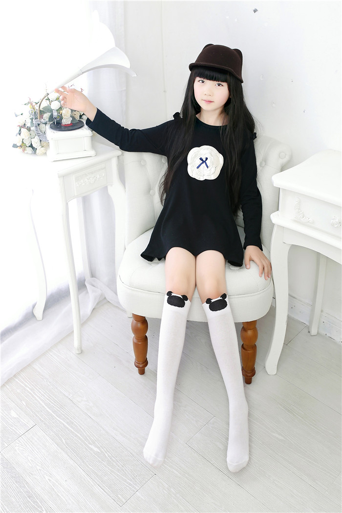 春秋夏韩版女童中筒儿童长筒全棉宝宝过膝高筒袜子学生白色半腿袜