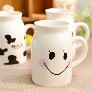 创意陶瓷杯子250ml水杯马克杯简约情侣杯咖啡杯可爱卡通牛奶杯