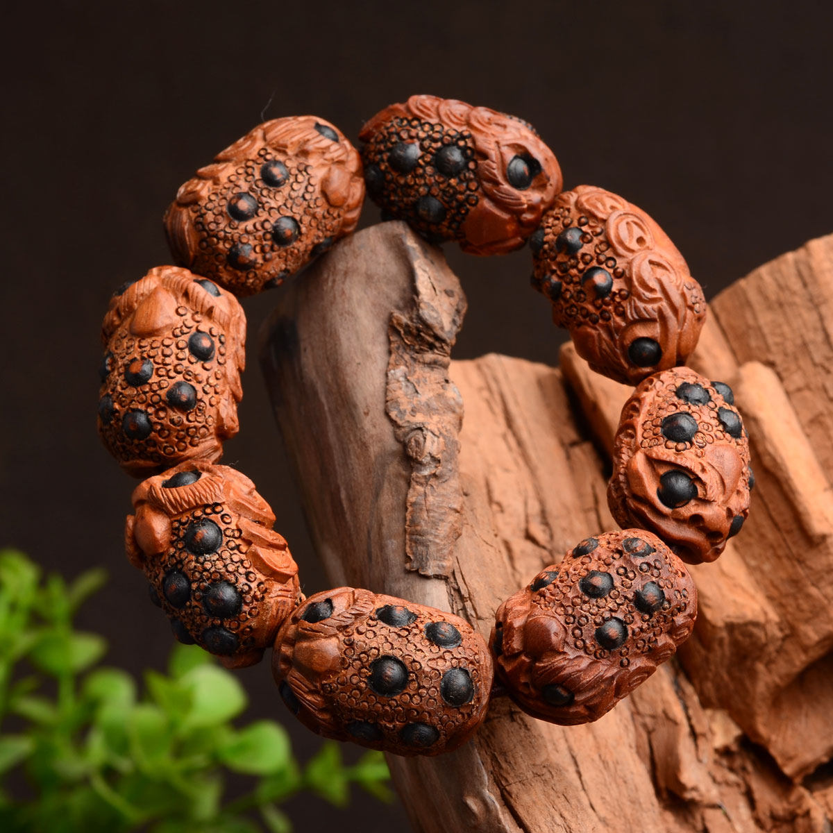 风水阁 桃木金蟾手链 佛珠手串男女情侣饰品木雕手链 包邮