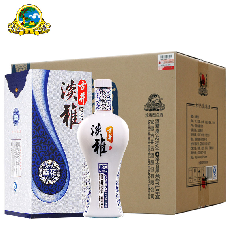 古井贡酒 淡雅蓝花50度450ml*6瓶 浓香型白酒 白酒 正品