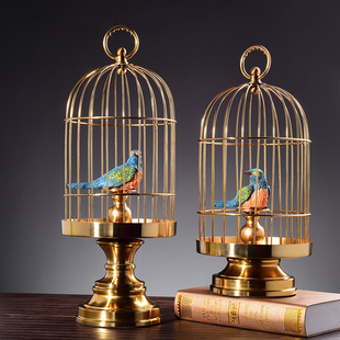 欧式酒店样板间别墅客厅电视柜金属铁艺鸟笼美式创意家居装饰摆件