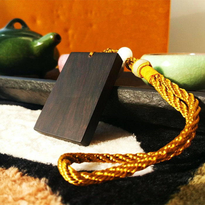 启缘diy崖柏木质无事牌黑檀平安牌小叶紫檀吊坠手把件红木料车挂