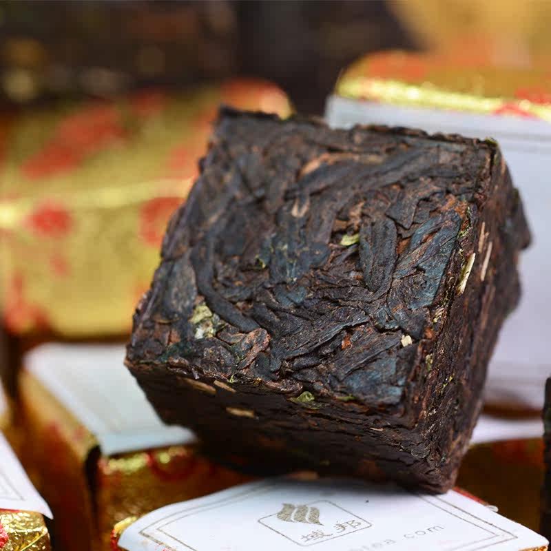 域邦糯米香普洱茶熟茶砖 糯香金砖熟茶叶小金砖叶礼盒1000克礼盒