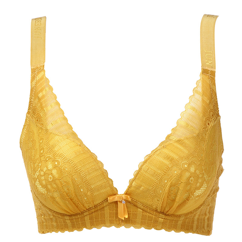 junerose/六月玫瑰文胸蕾丝聚拢调整型文胸中薄款性感深v内衣