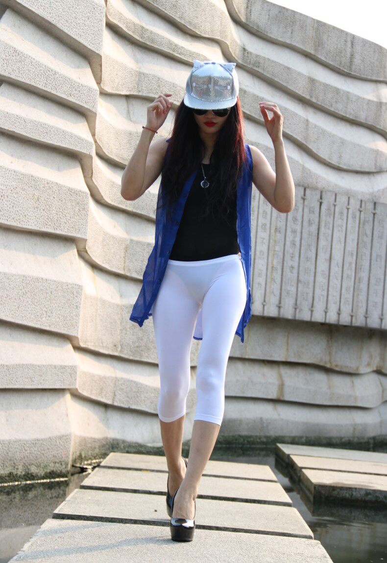 魅色性感超低腰显美臀包臀抽裆显pp超柔美腿九分紧身裤打底裤gk26