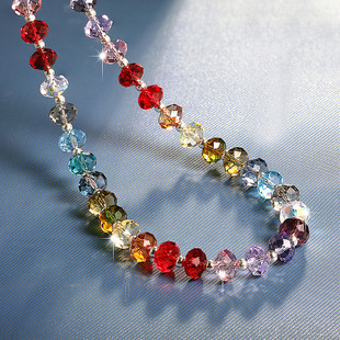 七彩水晶项链彩虹 奥地利施华洛元素水晶 新娘结婚百搭时尚情侣女