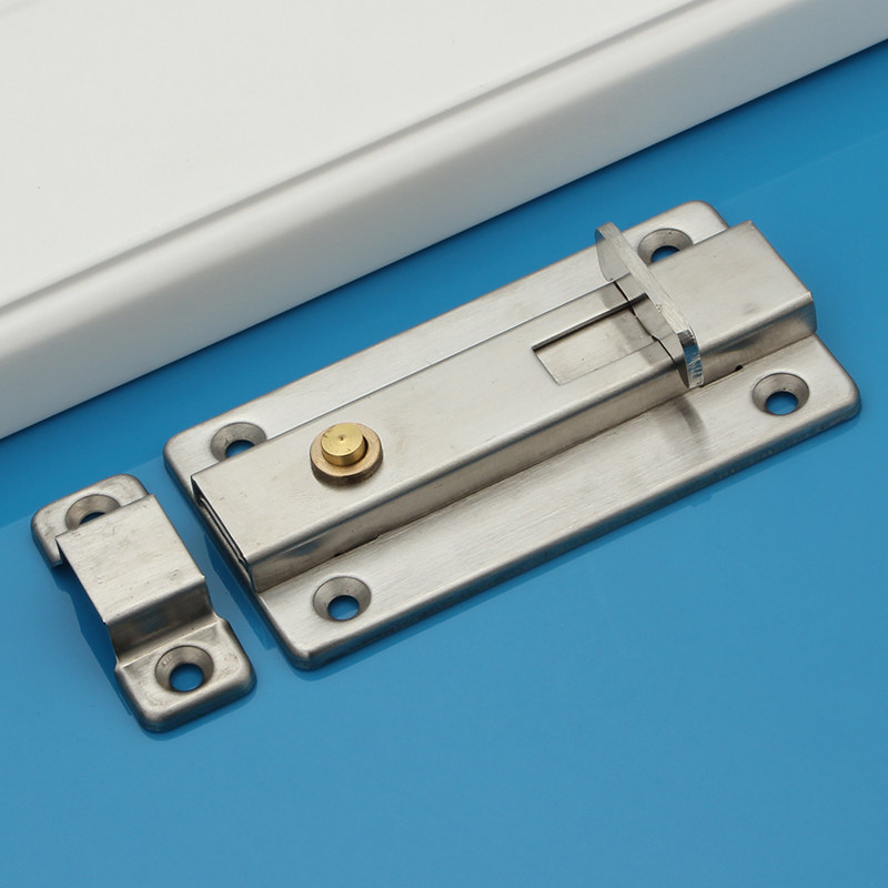 不锈钢插销自弹按钮 木门防盗门卫生间明装门扣门栓安全锁扣加厚