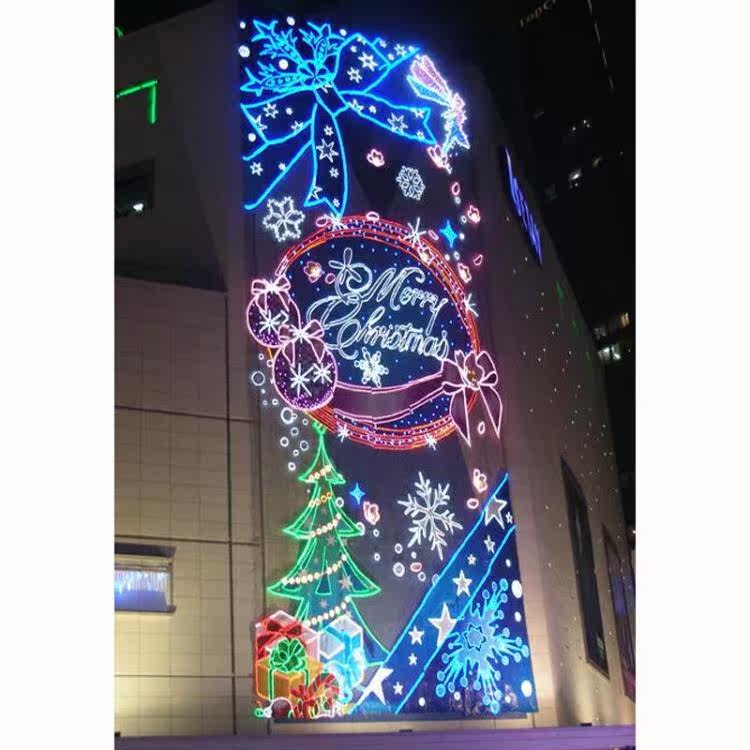 商场酒店4s店开业周年庆四季日常幕墙灯饰画 圣诞灯光美陈装饰