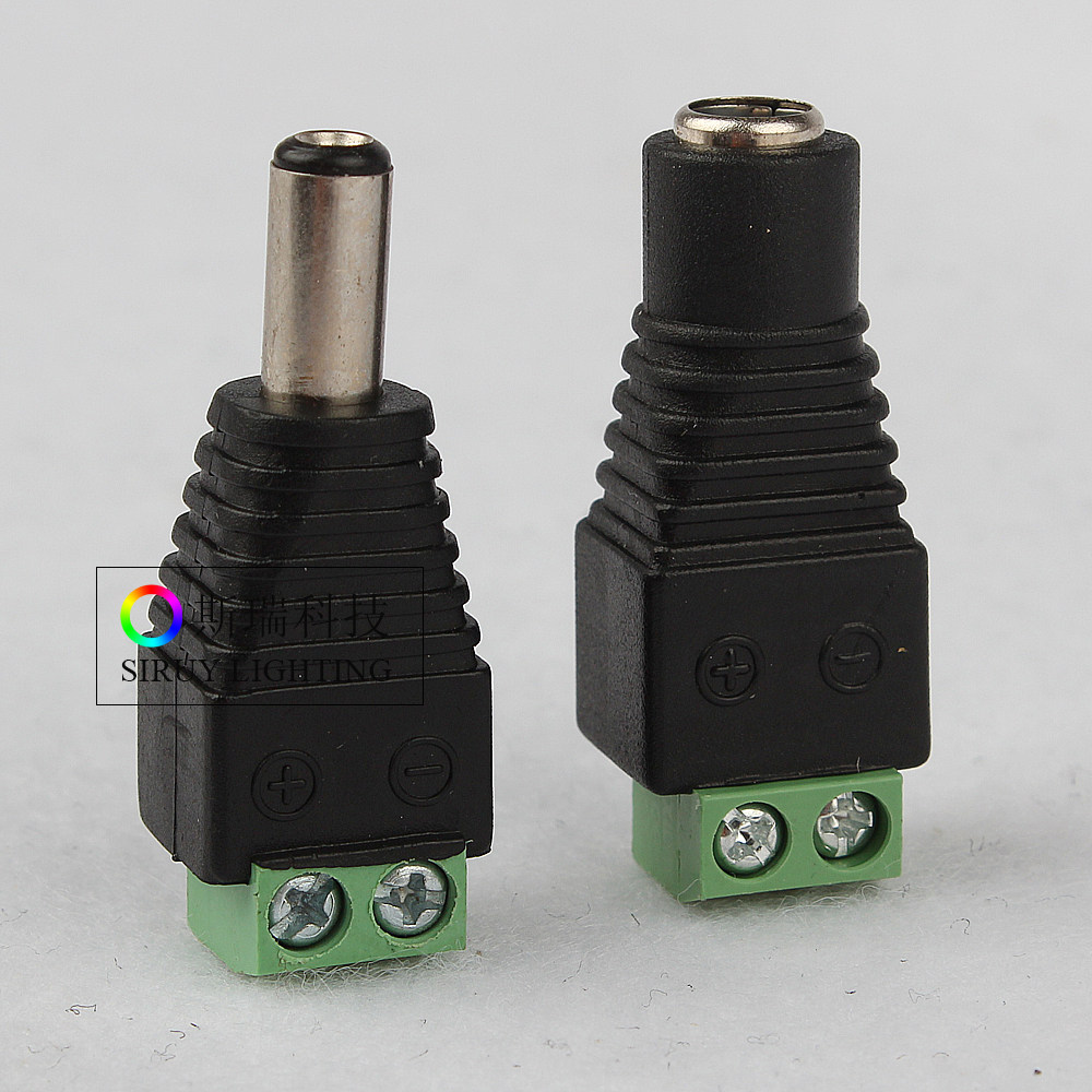 电源dc公头母头免焊接锁螺丝12v监控摄像机绿色端子dc插头5.5*2.