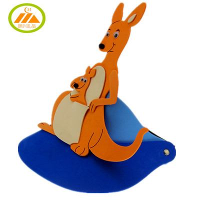 eva幼儿园表演道具教学袋鼠头饰动物母子袋鼠头套面具儿童派对帽