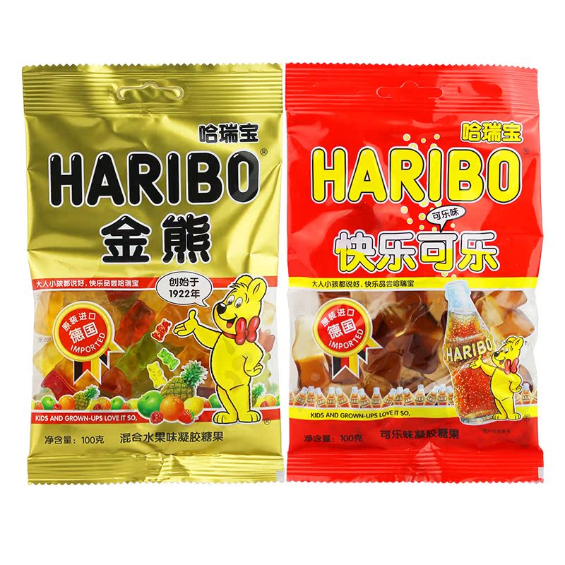 德国进口haribo哈瑞宝金熊水果味软糖小熊糖/可乐味 橡皮糖100g