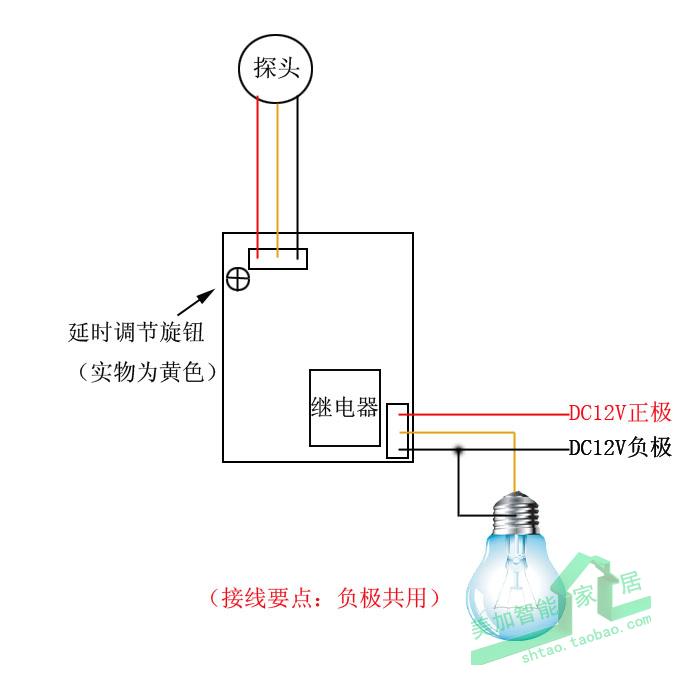 红外感应头接线图图片