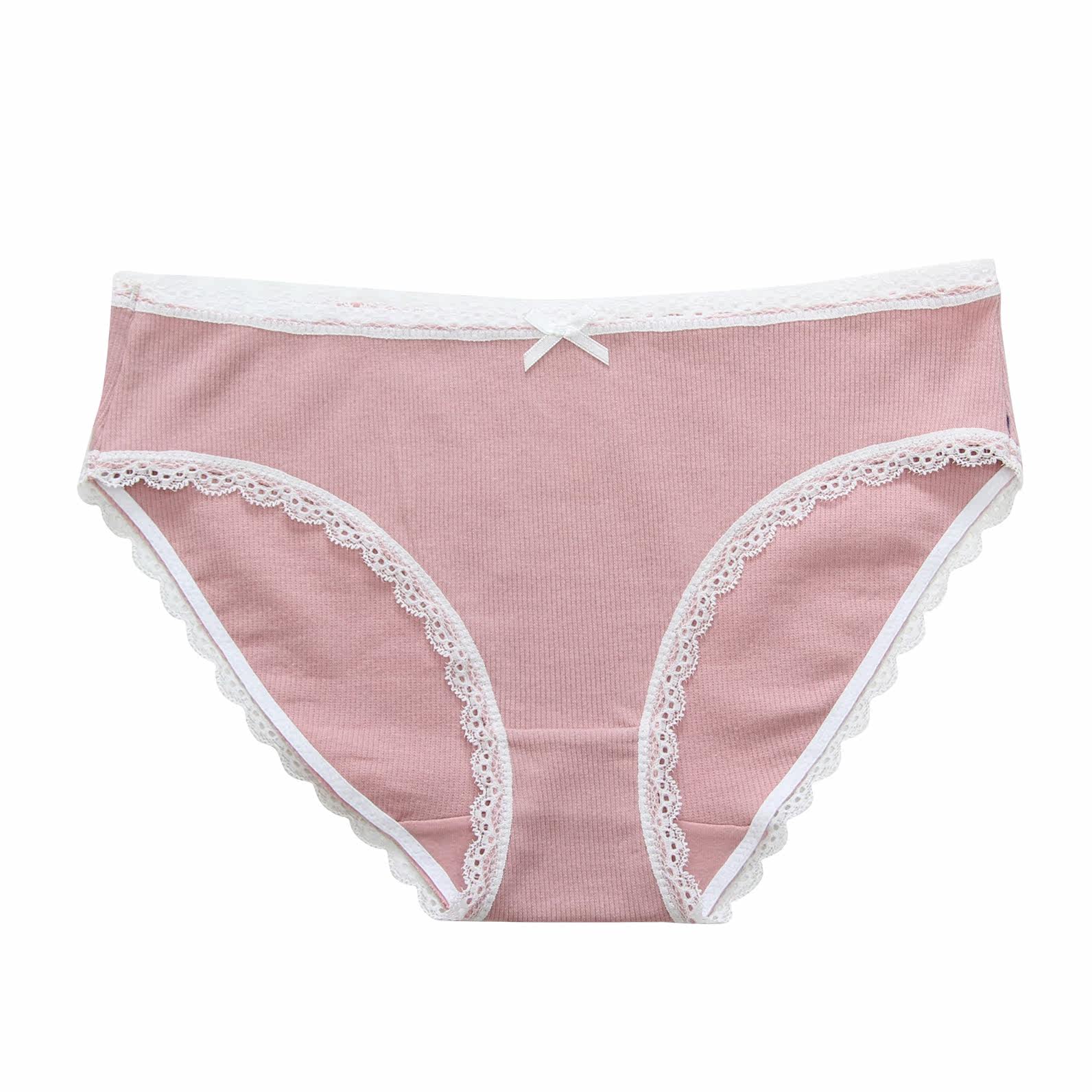 日系全棉舒适透气中腰蕾丝性感女士三角内裤简约白色少女学生内裤