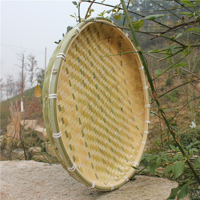 纯手工竹编无漏孔竹筛子 竹匾圆簸箕大竹筐 晾晒干货茶叶买多免邮