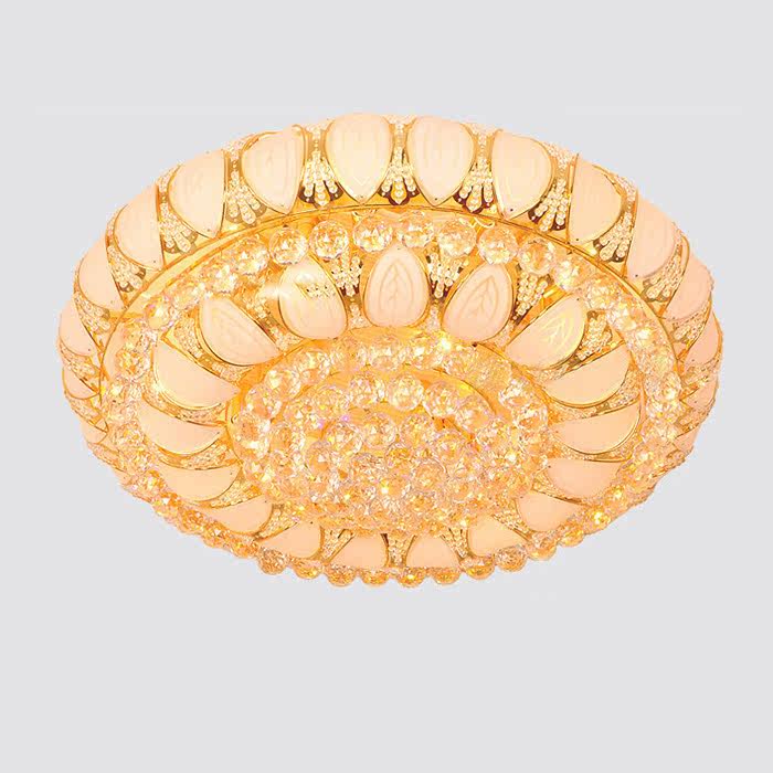 中式水晶灯聚宝盆小树叶吸顶灯客厅灯时尚卧室简约灯饰led遥控具