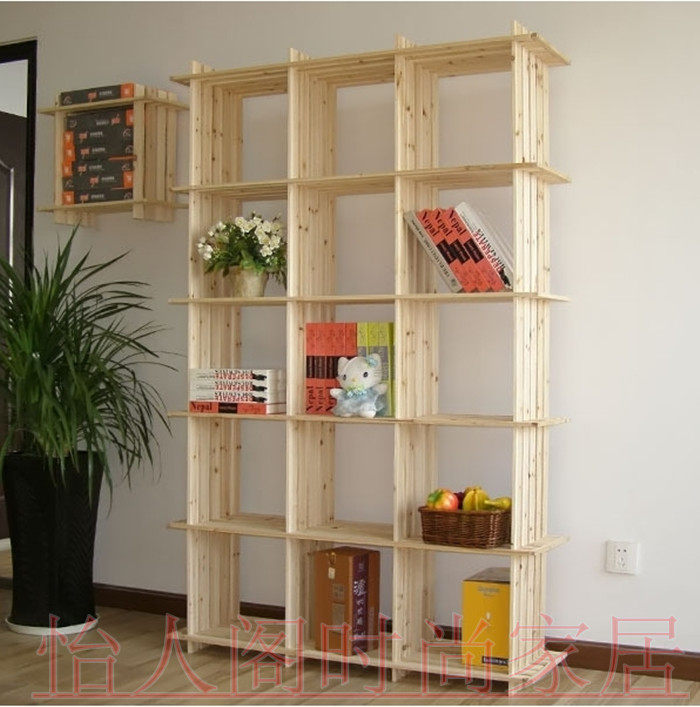 宜家15格架书架简易书架置物架层架实木儿童书架书柜桌上鞋架花架