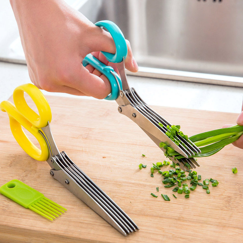泡沫之夏 不锈钢五层葱花剪厨房多用碎食剪宝宝婴儿辅食剪刀包邮
