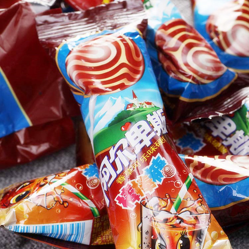 【天猫超市】阿尔卑斯香草可乐牛奶味硬糖棒棒糖200g袋装含20支